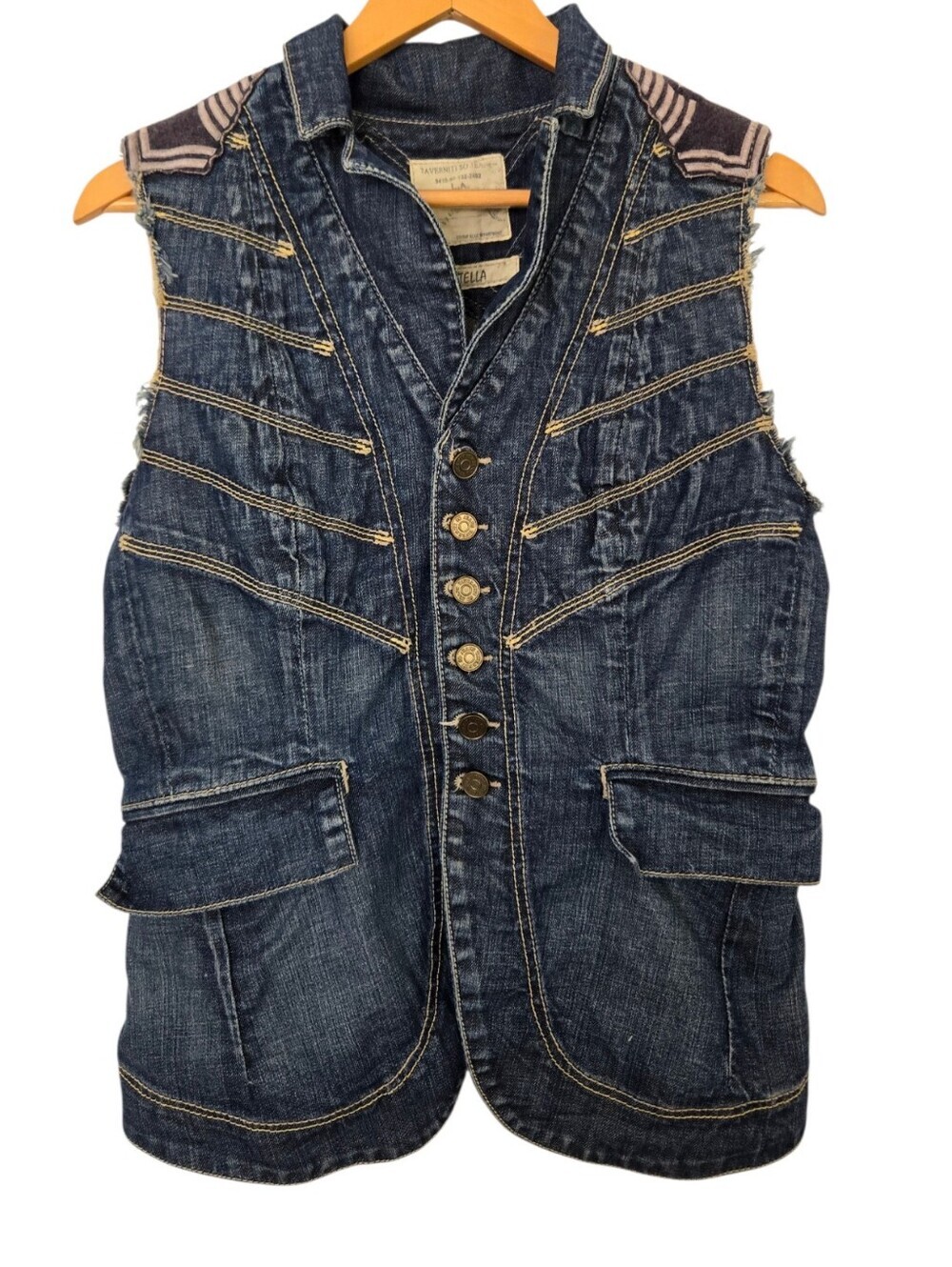 🔥🖤 Taverniti So Jeans “Stella” Denim Utility Vest | Boho Moto Festival Western - Picture 2 of 9